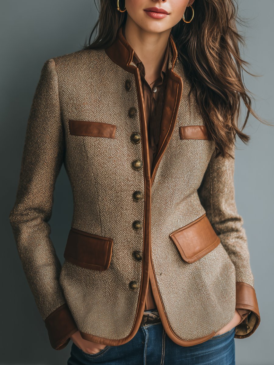 Alice | Polished Tailored Herringbone Tweed Jacket