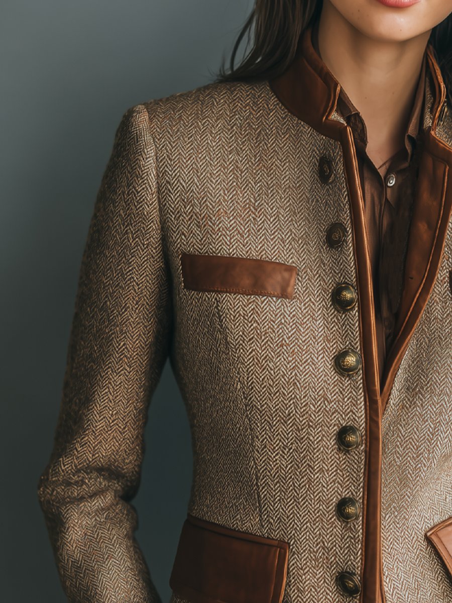 Alice | Polished Tailored Herringbone Tweed Jacket