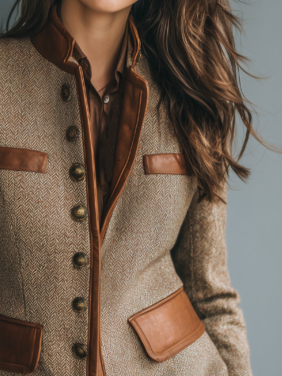 Alice | Polished Tailored Herringbone Tweed Jacket