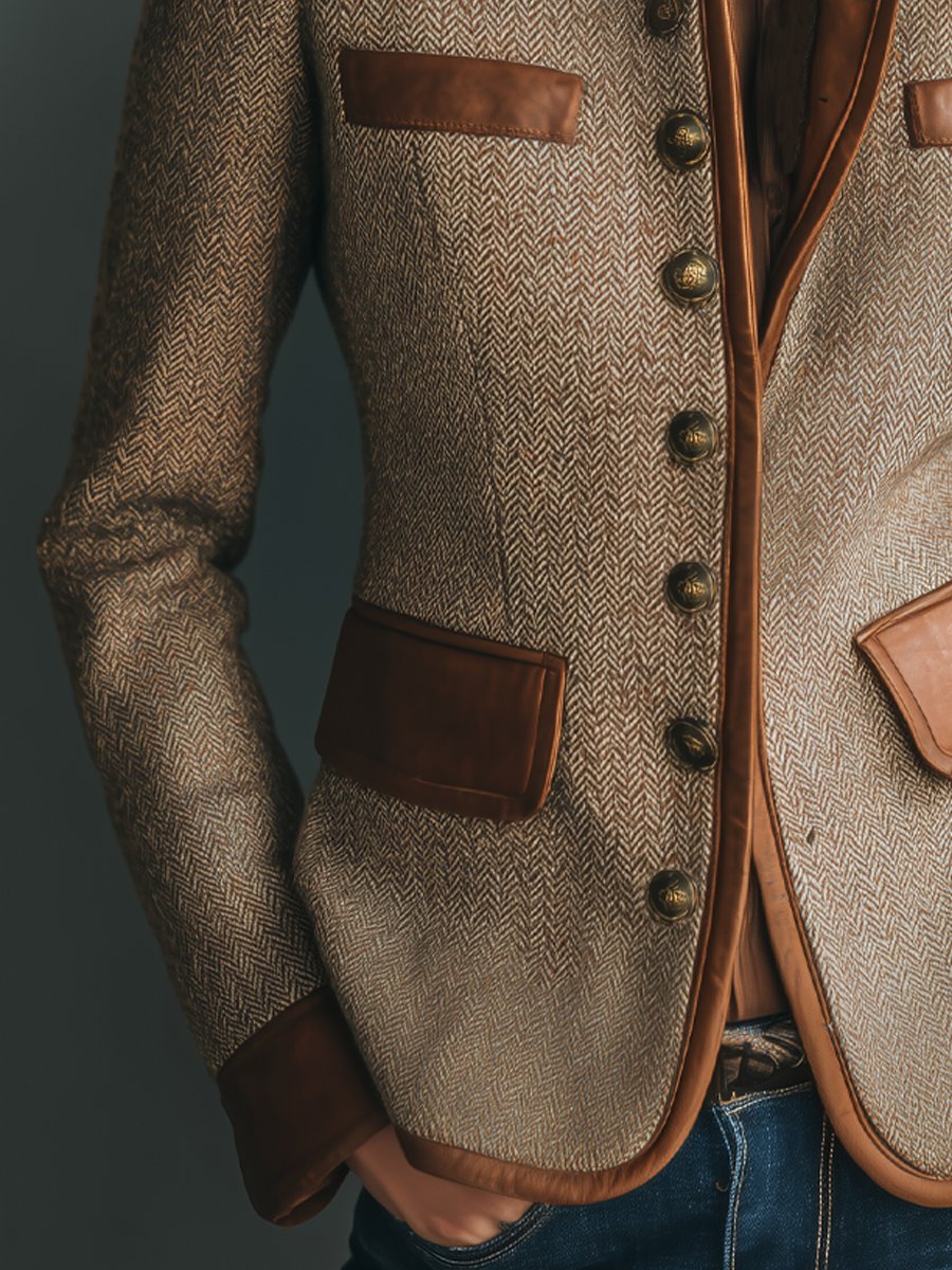 Alice | Polished Tailored Herringbone Tweed Jacket