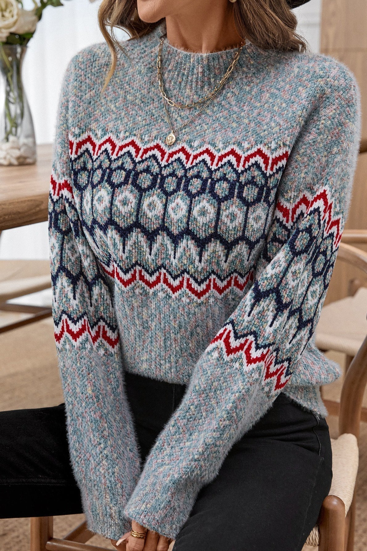 Alice | Timeless Geometric Crew Neck Ladies Xmas Jumpers
