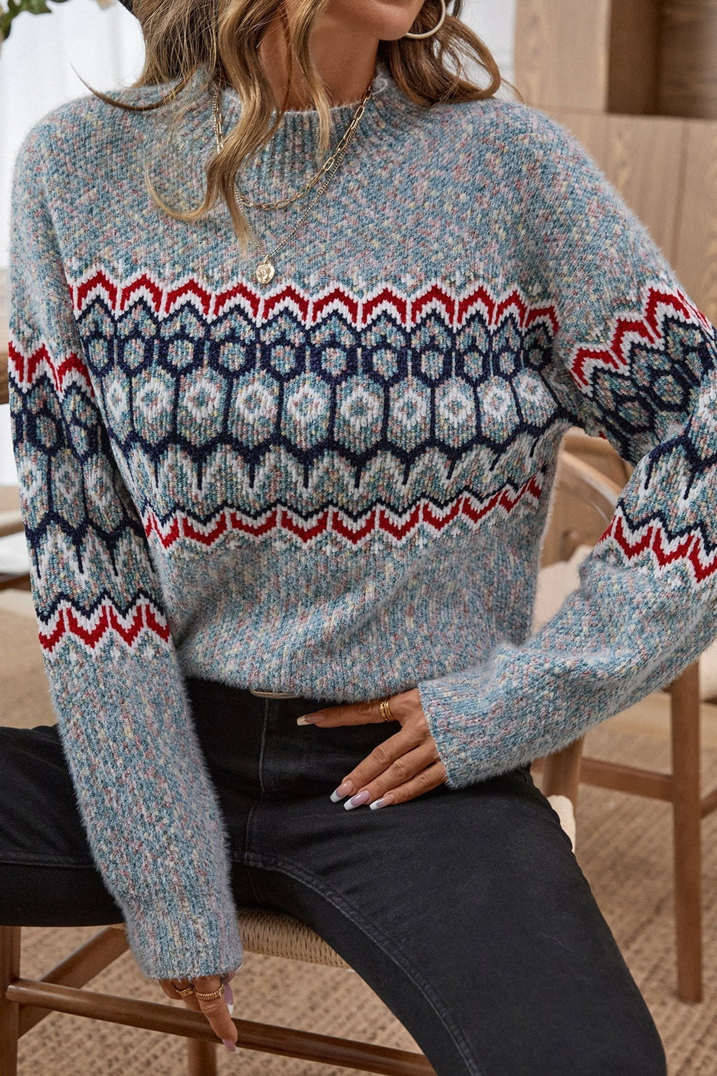 Alice | Timeless Geometric Crew Neck Ladies Xmas Jumpers