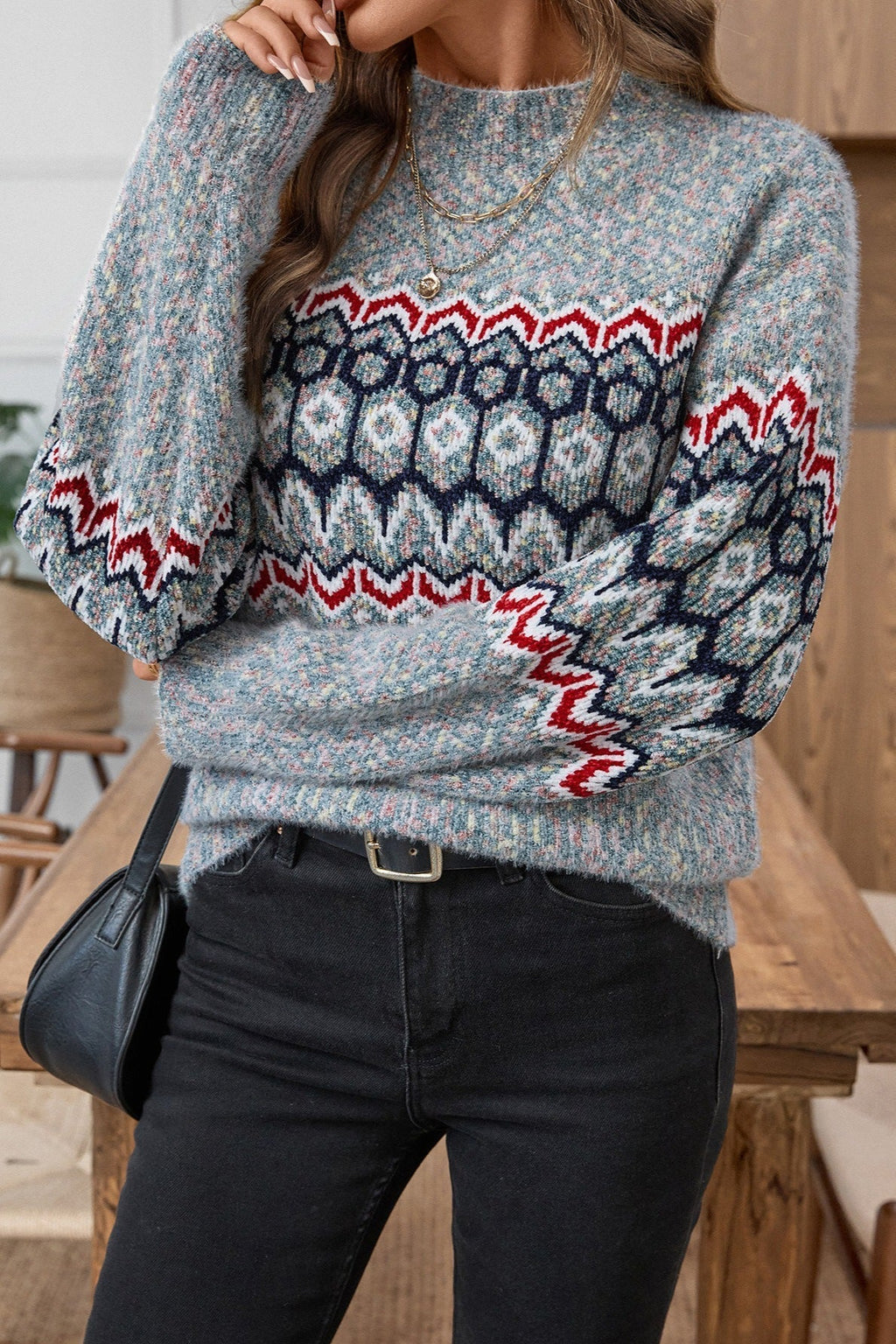 Alice | Timeless Geometric Crew Neck Ladies Xmas Jumpers