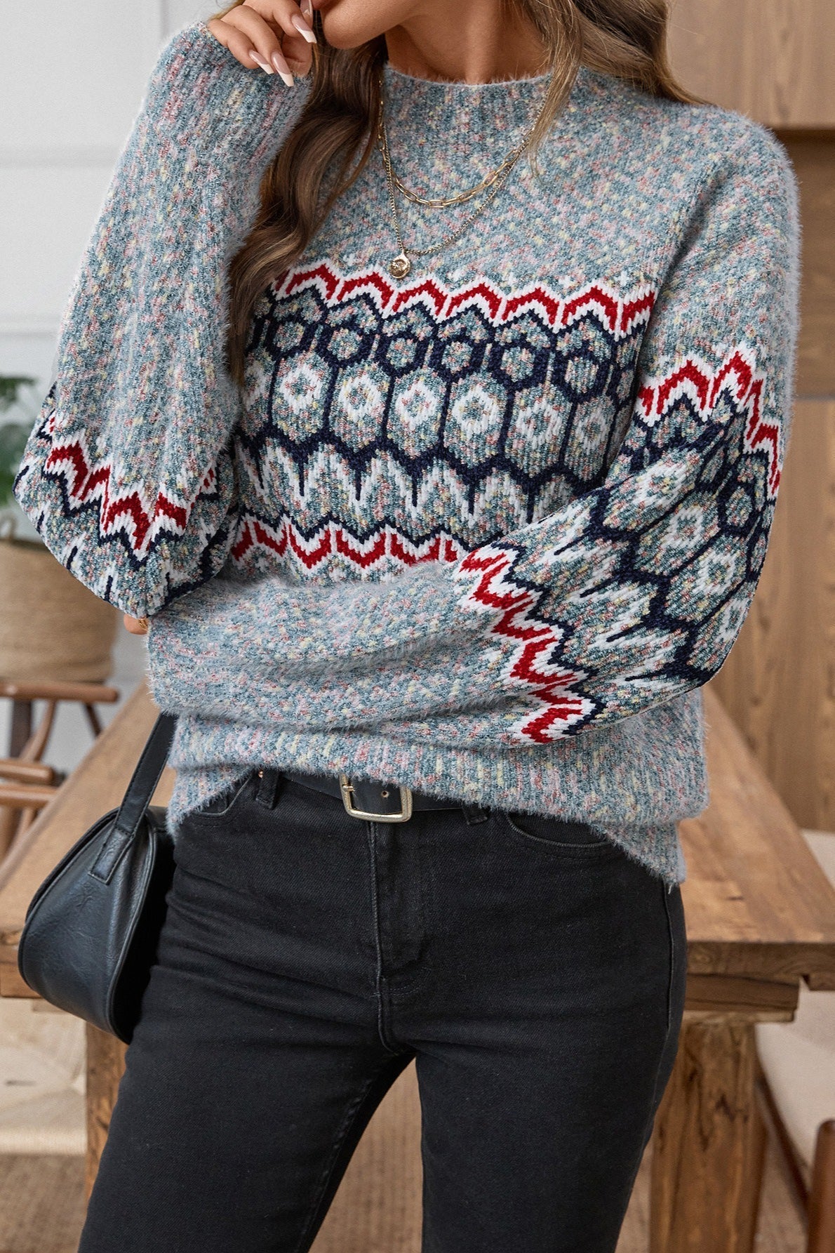 Alice | Timeless Geometric Crew Neck Ladies Xmas Jumpers