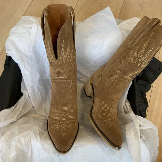 Amelia | Effortless Metallic Mid-Calf Western Womens Boots