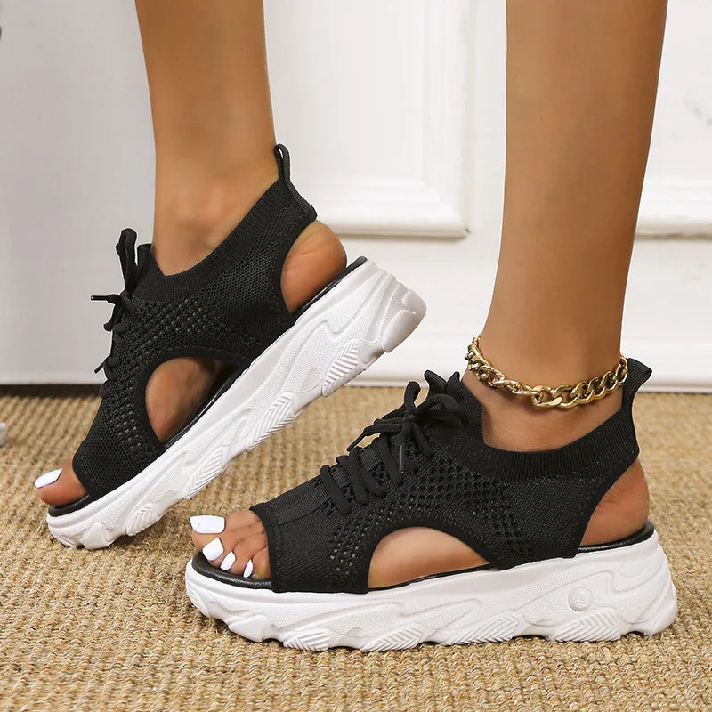 Amelia | Elegant Orthopedic Shoes Lace-Up Platform Sandals