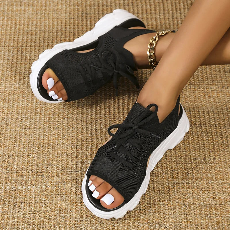 Amelia | Elegant Orthopedic Shoes Lace-Up Platform Sandals