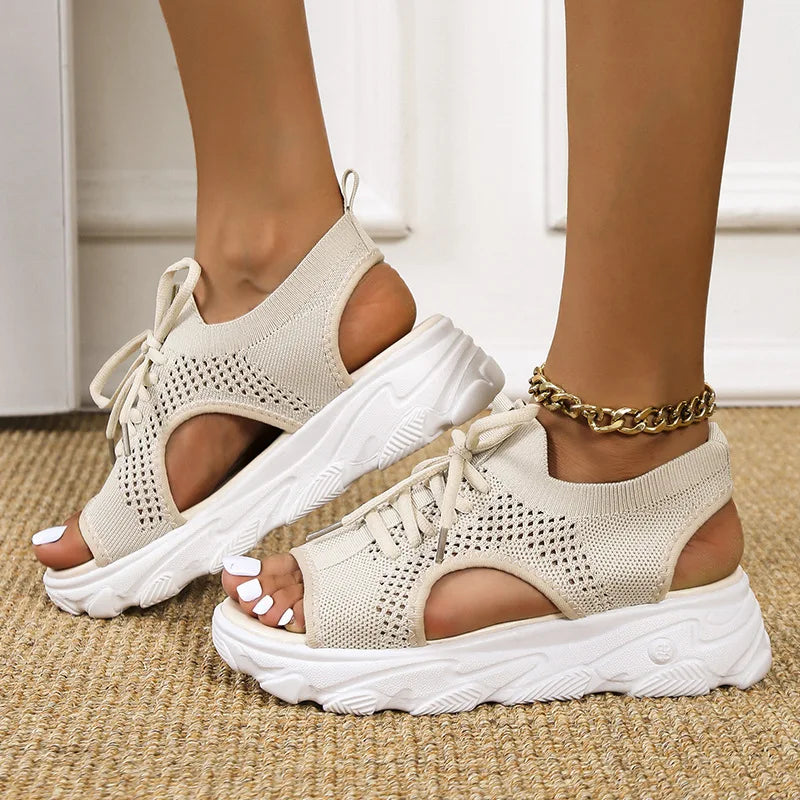Amelia | Elegant Orthopedic Shoes Lace-Up Platform Sandals