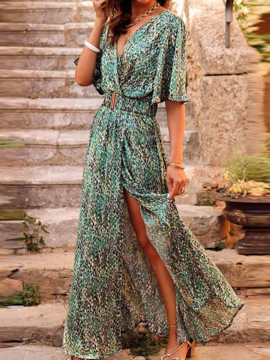Amelia | Refined Wrap V-Neck Cocktail Maxi Dress