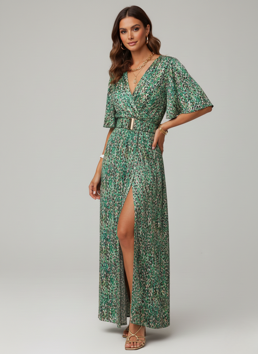 Amelia | Refined Wrap V-Neck Cocktail Maxi Dress