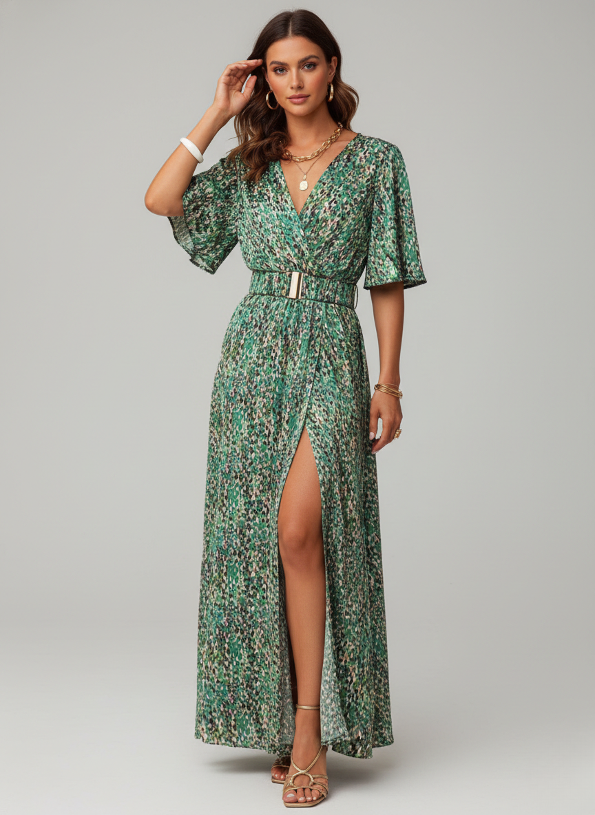 Amelia | Refined Wrap V-Neck Cocktail Maxi Dress