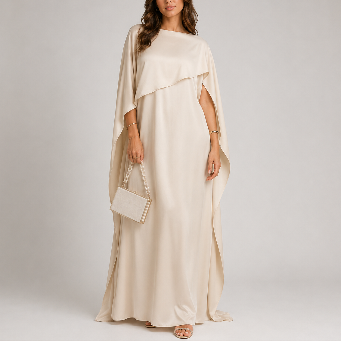 Amelia | Relaxed Draped Cape Maxi Christmas Dress