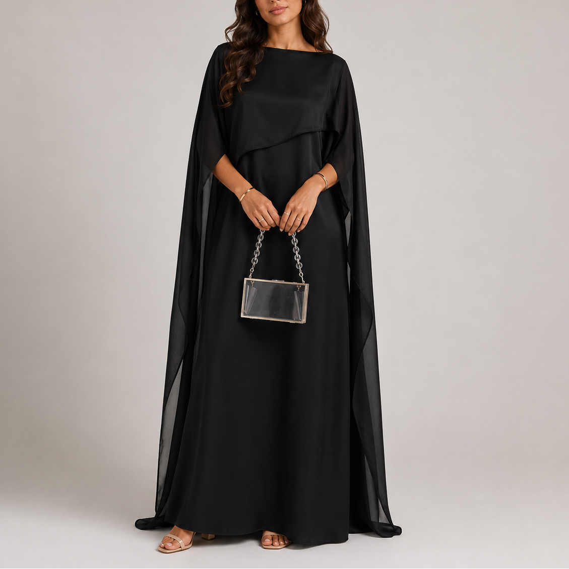 Amelia | Relaxed Draped Cape Maxi Christmas Dress