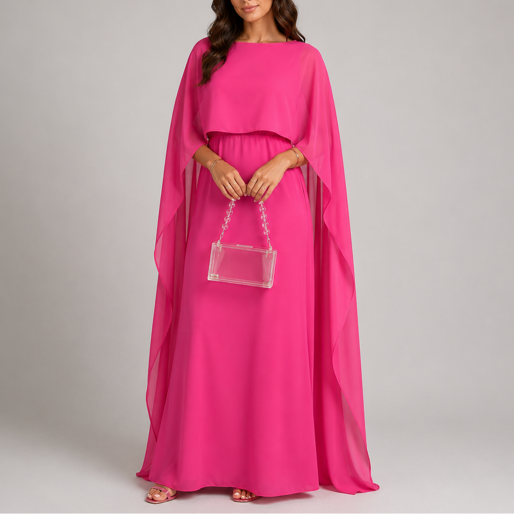 Amelia | Relaxed Draped Cape Maxi Christmas Dress