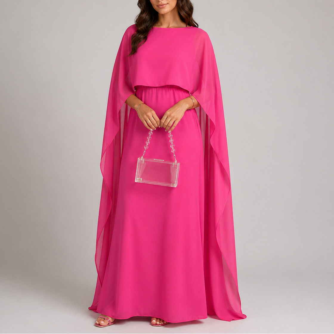 Amelia | Relaxed Draped Cape Maxi Christmas Dress