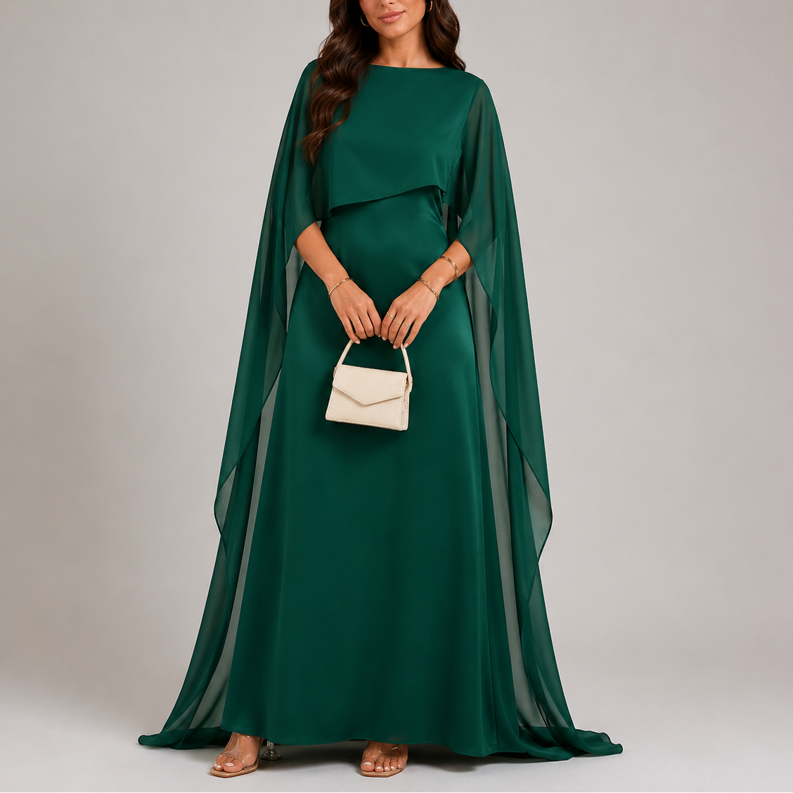 Amelia | Relaxed Draped Cape Maxi Christmas Dress