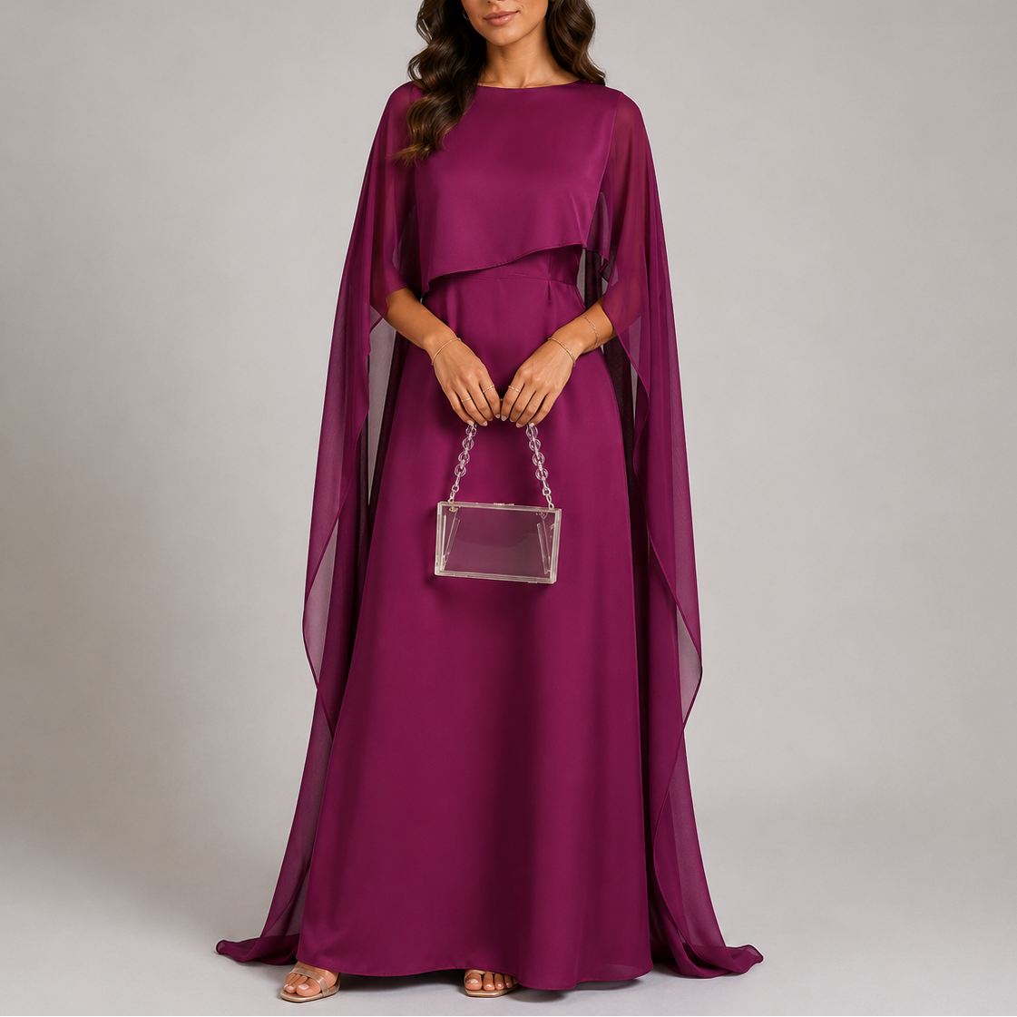 Amelia | Relaxed Draped Cape Maxi Christmas Dress
