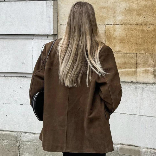 Amelie | Classic Suede Jacket with Button Front