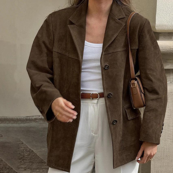 Amelie | Classic Suede Jacket with Button Front