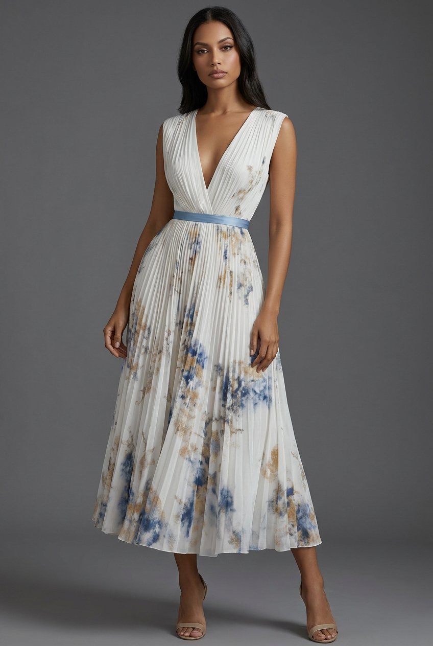 Arabella | Effortless Pleated Floral Midi Christmas Dress
