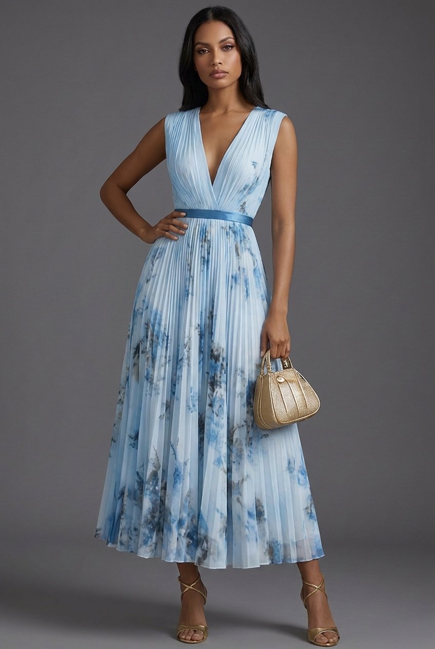 Arabella | Effortless Pleated Floral Midi Christmas Dress