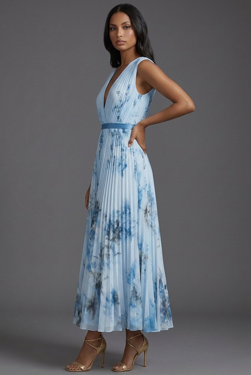 Arabella | Effortless Pleated Floral Midi Christmas Dress