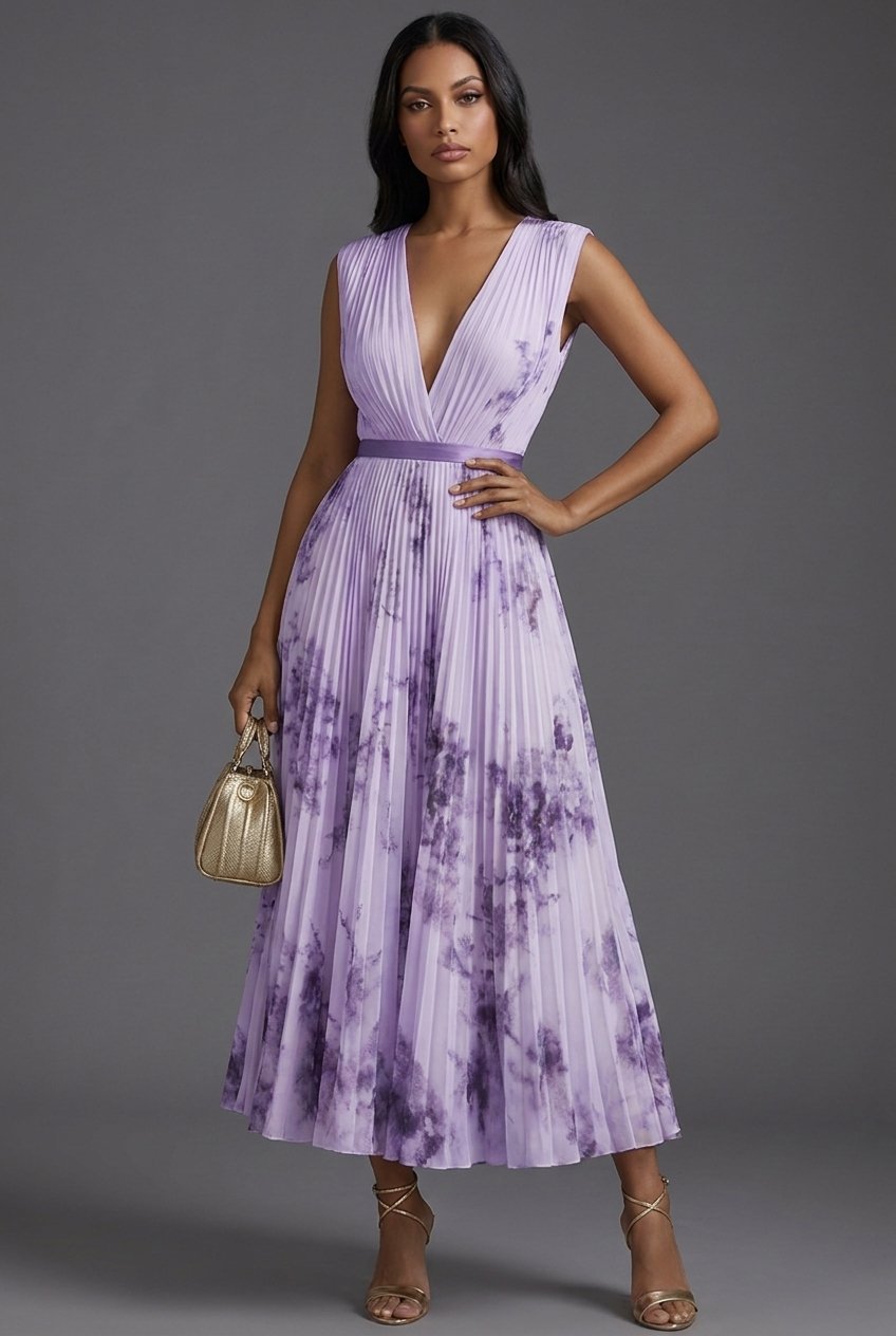 Arabella | Effortless Pleated Floral Midi Christmas Dress