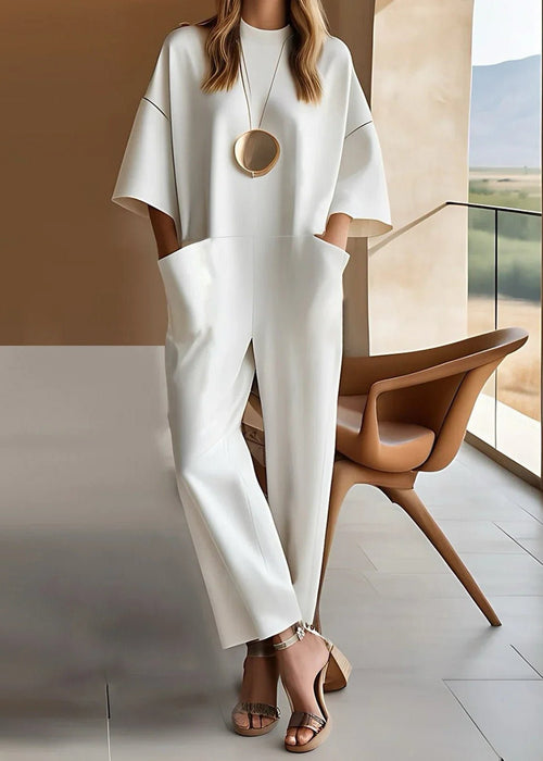 Arabella | Polished Wide-Leg Crew Neck Jumpsuit