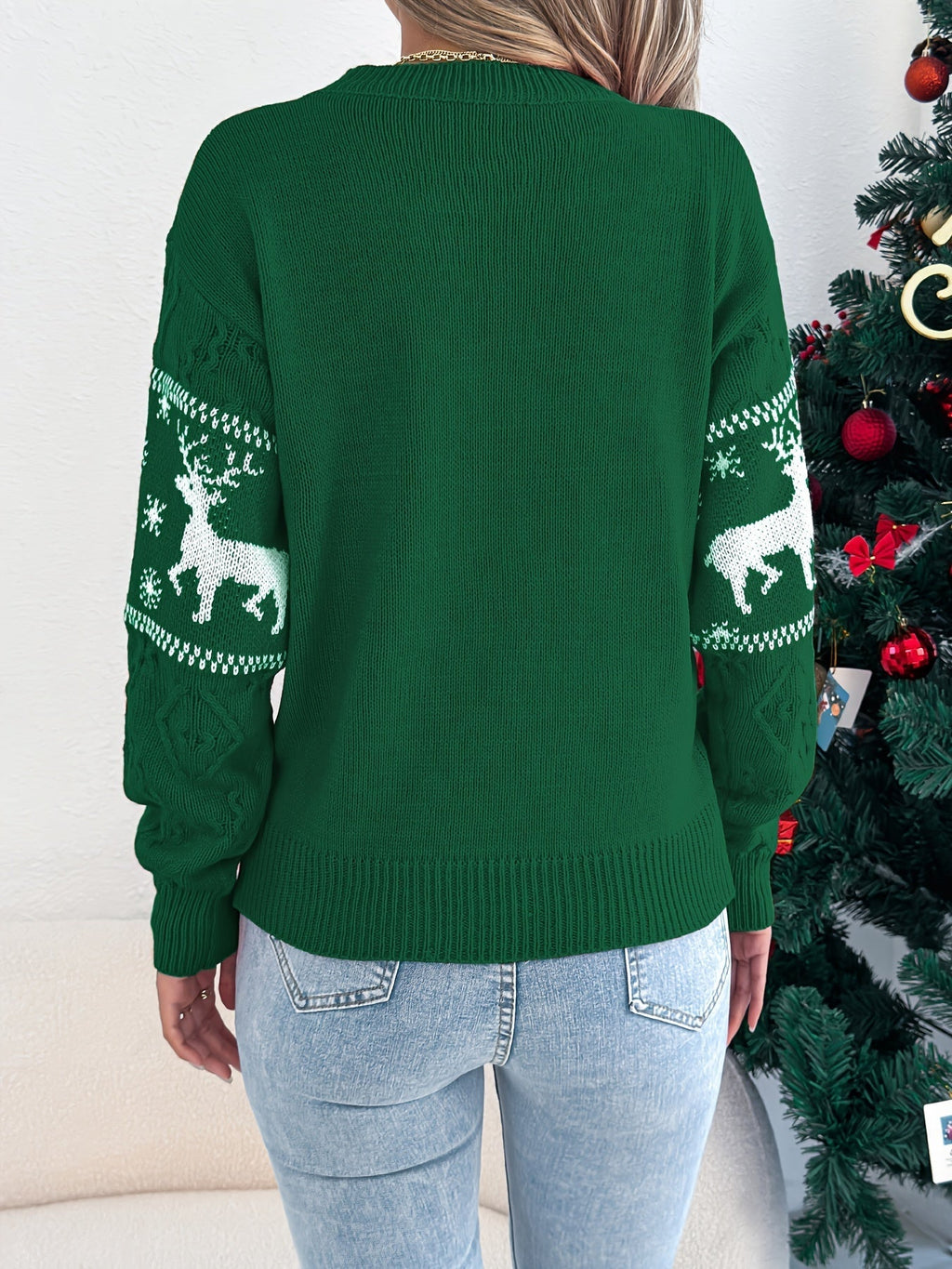Arabella | Stylish Reindeer Cable Knit Ladies Xmas Jumpers