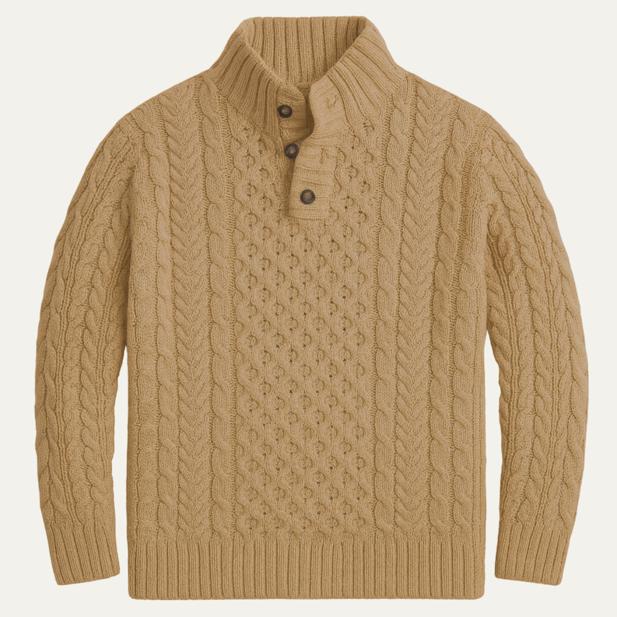 Archie | Cable Knit Button Neck Mens Knit Jumper