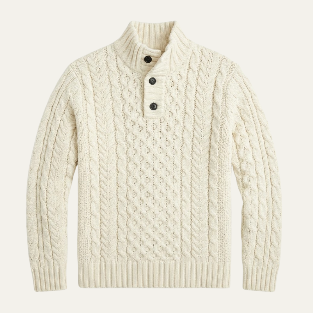 Archie | Cable Knit Button Neck Mens Knit Jumper