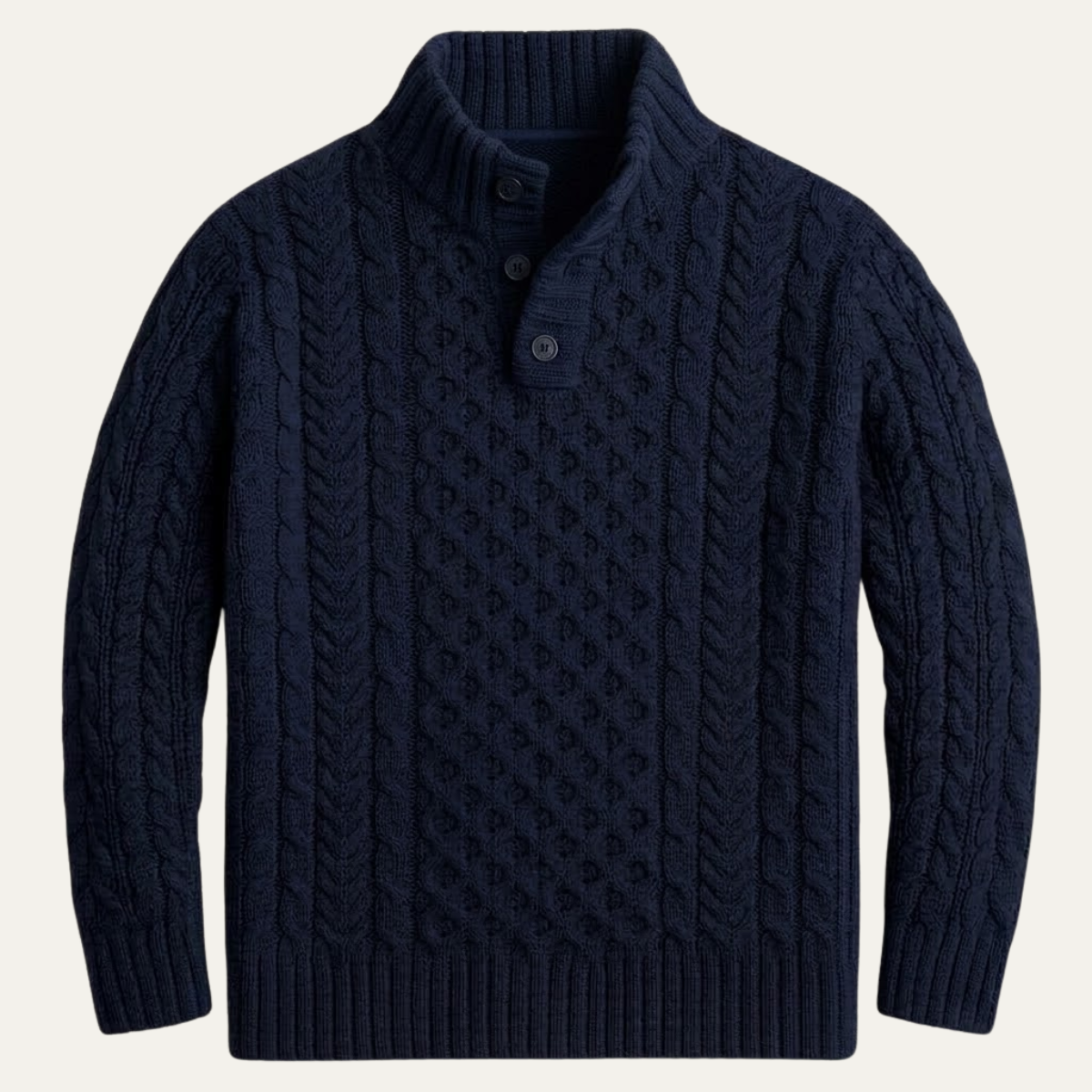 Archie | Cable Knit Button Neck Mens Knit Jumper