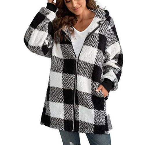 Aria | Chic Plaid Hooded Fleece Jacket