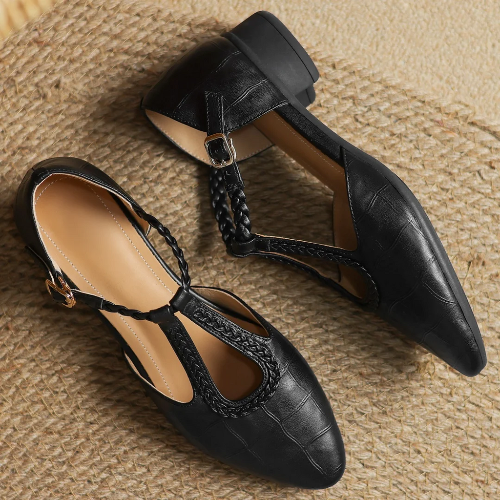 Aria | Effortless Braided T-Strap Mary Jane Flats