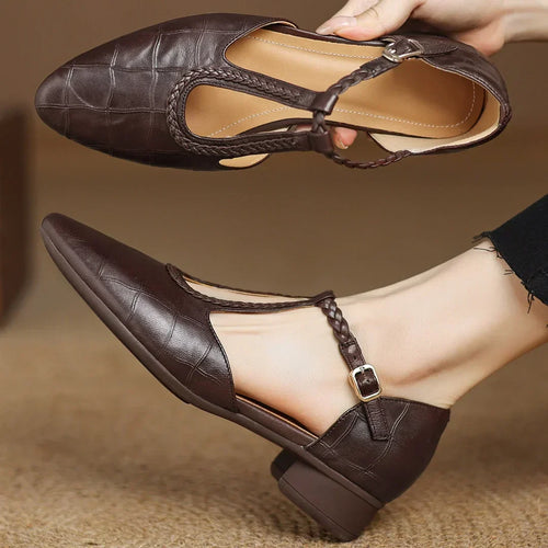 Aria | Effortless Braided T-Strap Mary Jane Flats