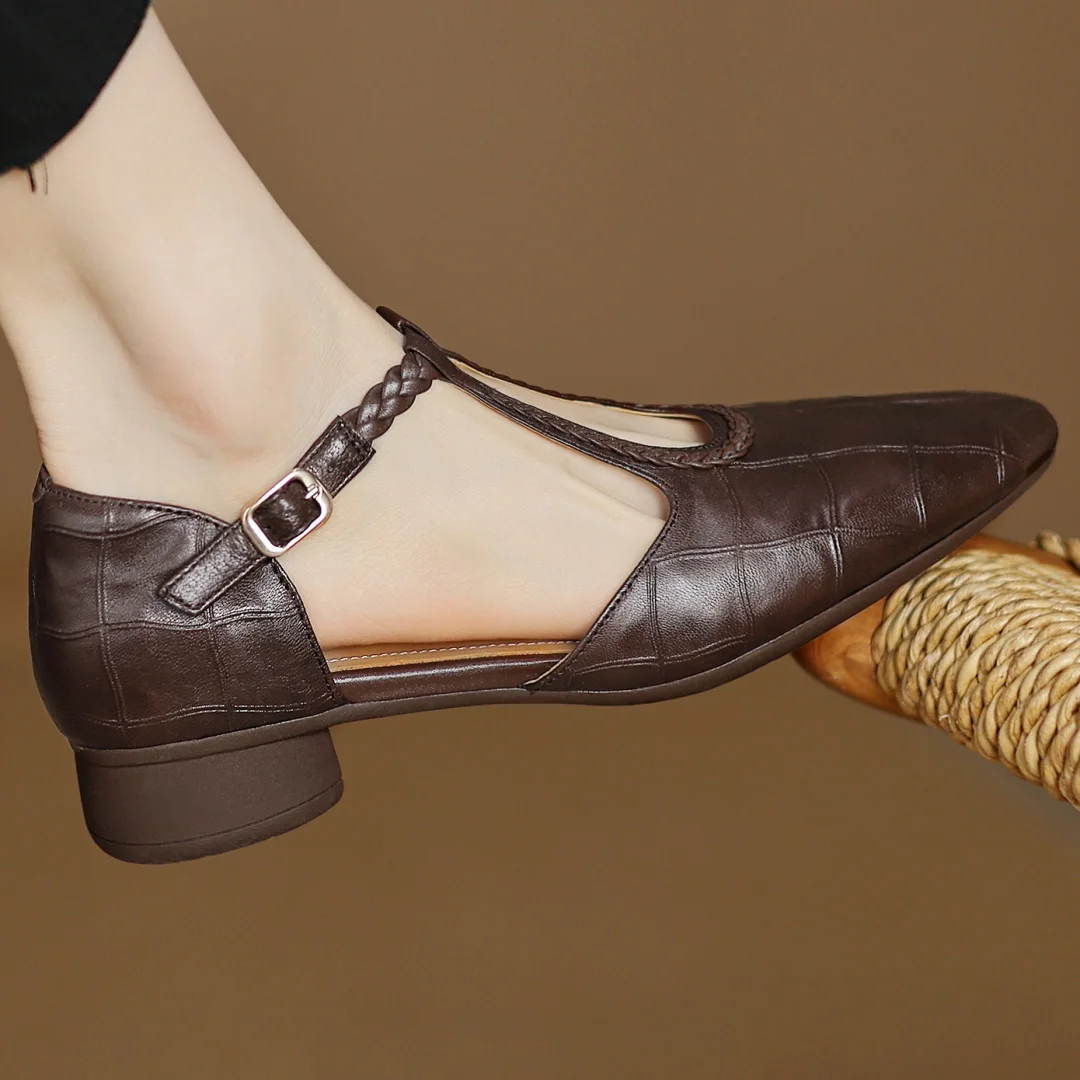 Aria | Effortless Braided T-Strap Mary Jane Flats