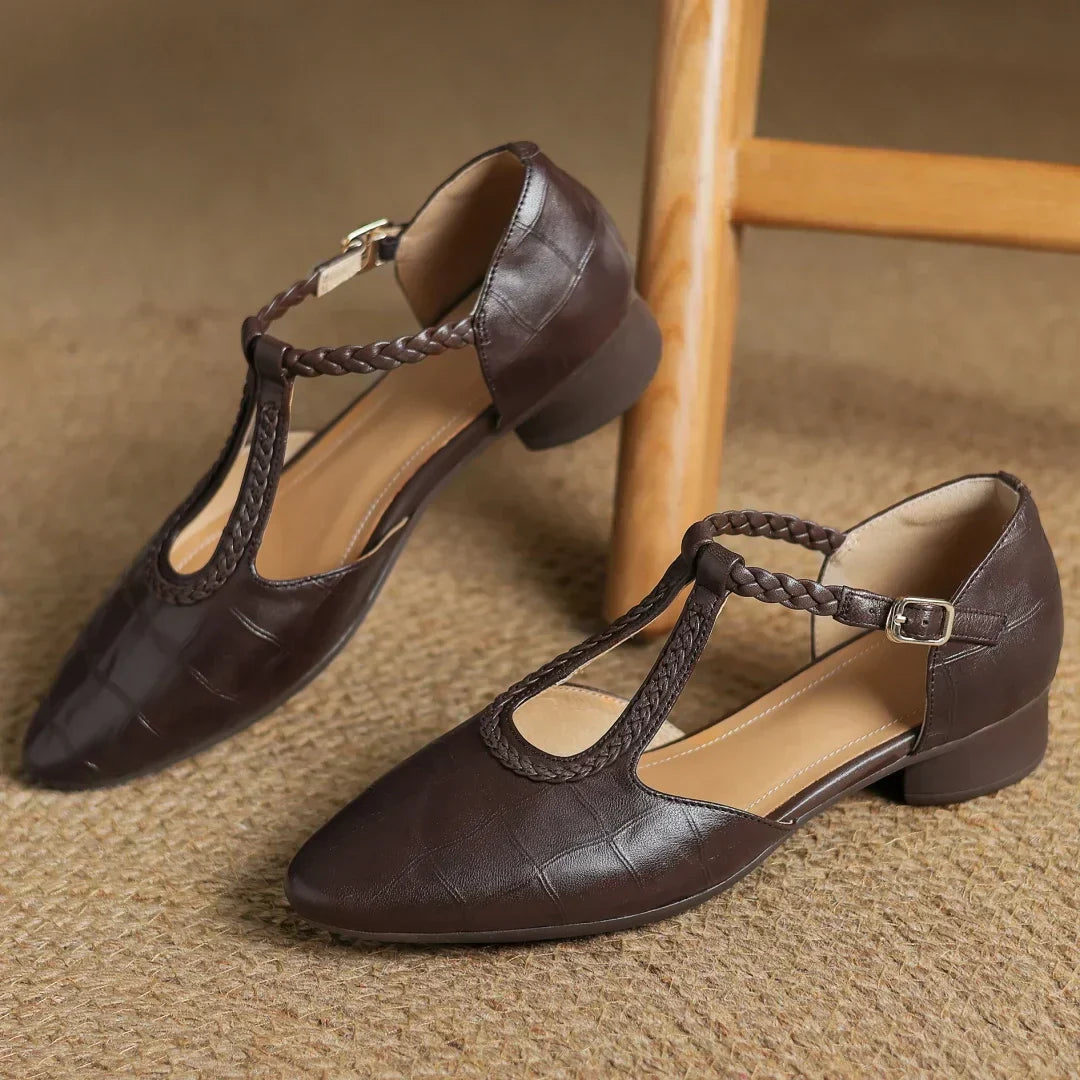 Aria | Effortless Braided T-Strap Mary Jane Flats