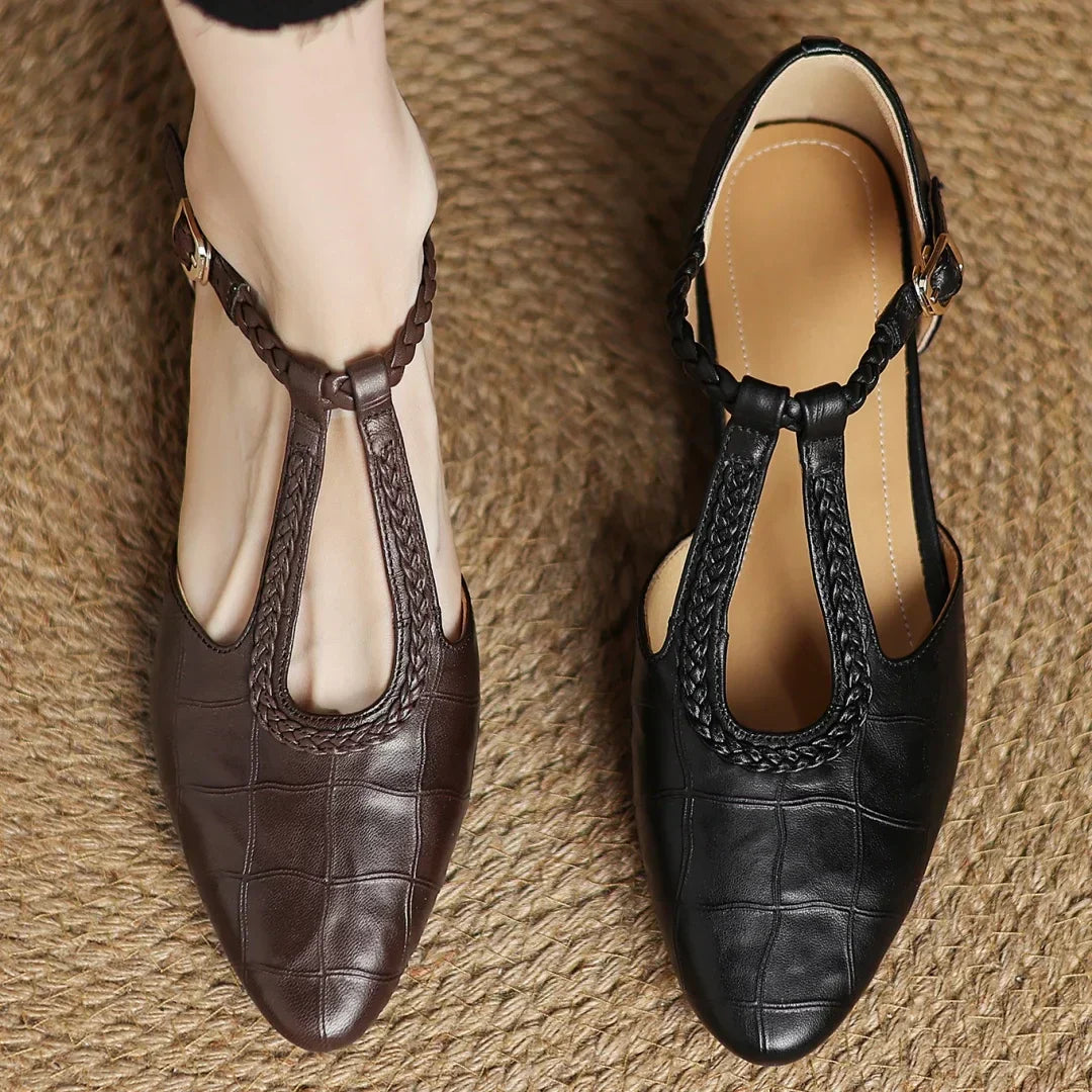 Aria | Effortless Braided T-Strap Mary Jane Flats