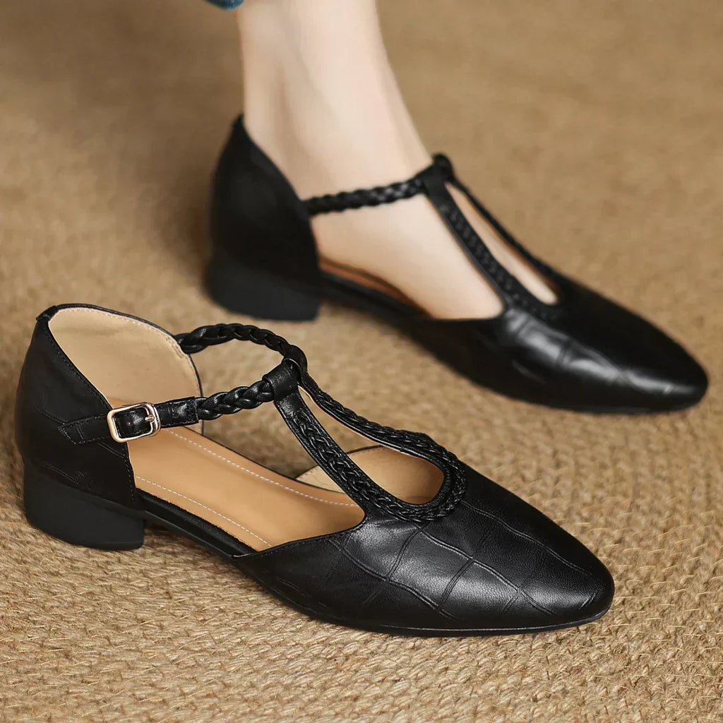 Aria | Effortless Braided T-Strap Mary Jane Flats