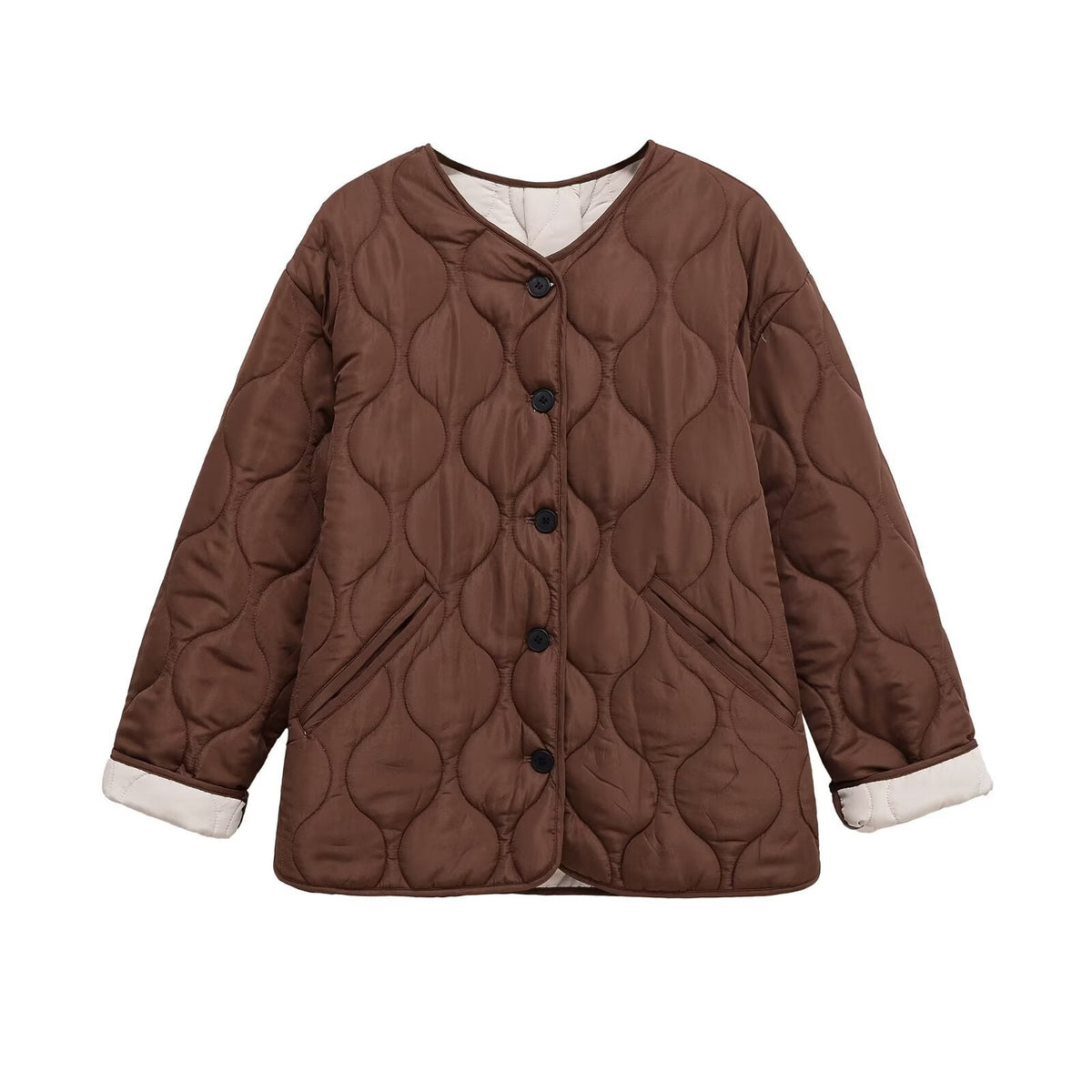 Aria | Elegant Quilted Jacket with Contrast Cuffs