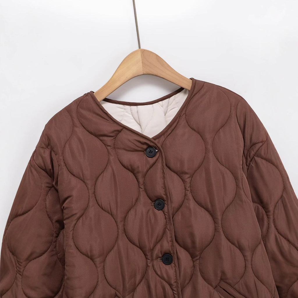 Aria | Elegant Quilted Jacket with Contrast Cuffs