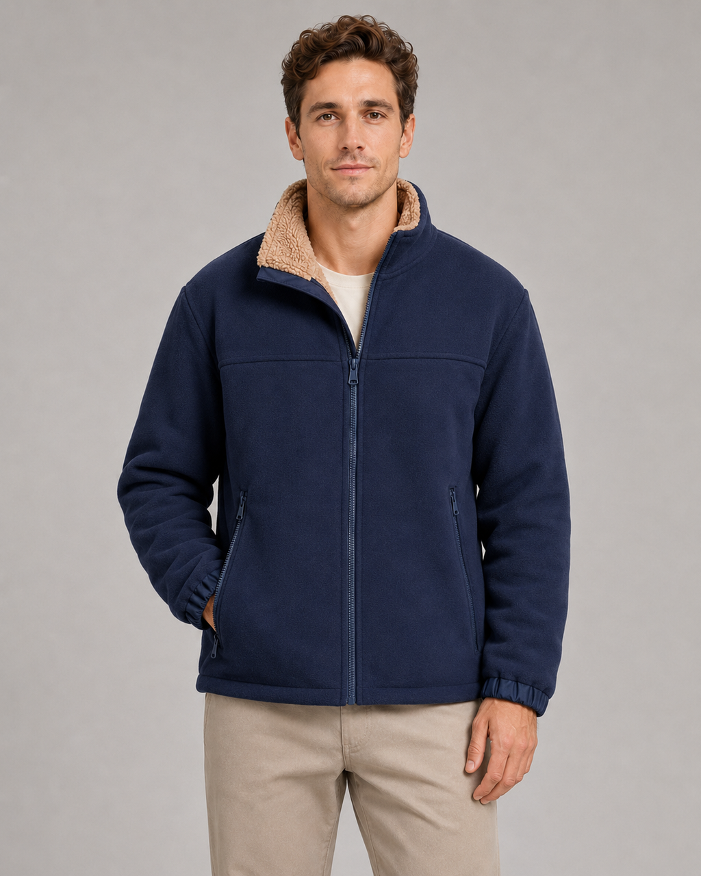 Arlo | Cosy Full Zip Stand Collar Mens Fleece Jacket