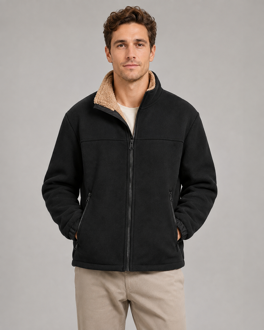 Arlo | Cosy Full Zip Stand Collar Mens Fleece Jacket