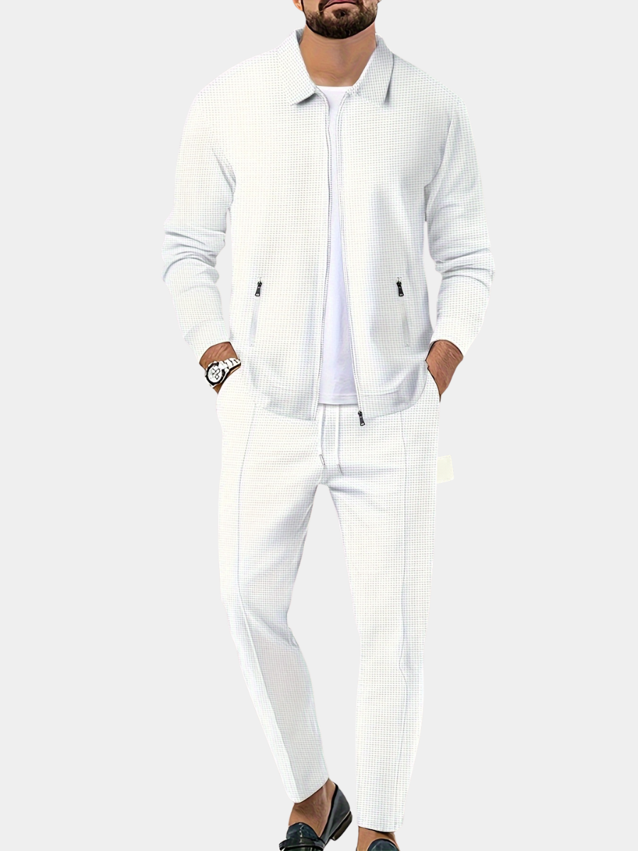 Arlo | Polished Textured Zip-Up Jacket Tracksuit Set