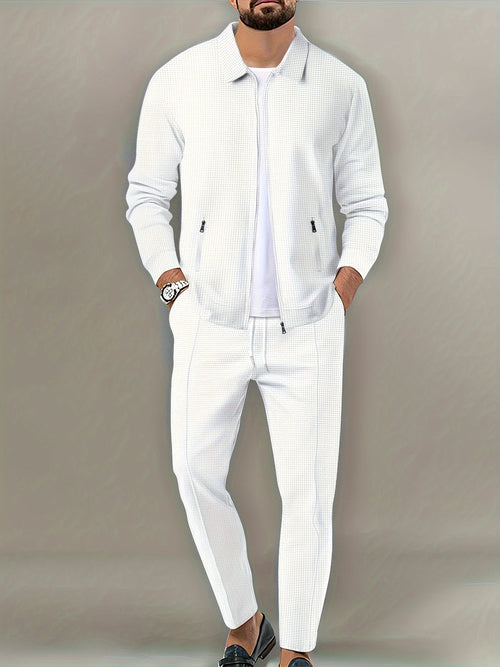 Arlo | Polished Textured Zip-Up Jacket Tracksuit Set