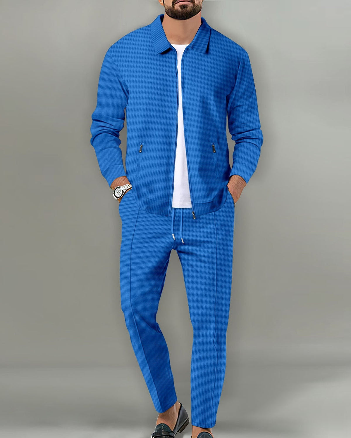 Arlo | Polished Textured Zip-Up Jacket Tracksuit Set