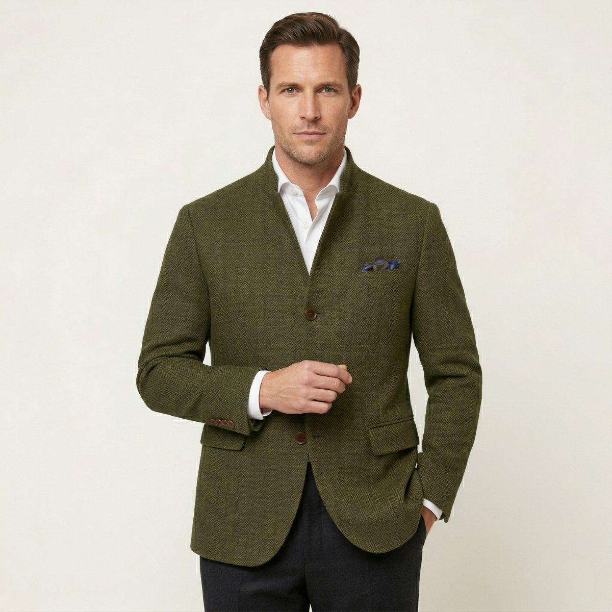 Arthur | Herringbone Slim Fit Single Breasted Tweed Jacket
