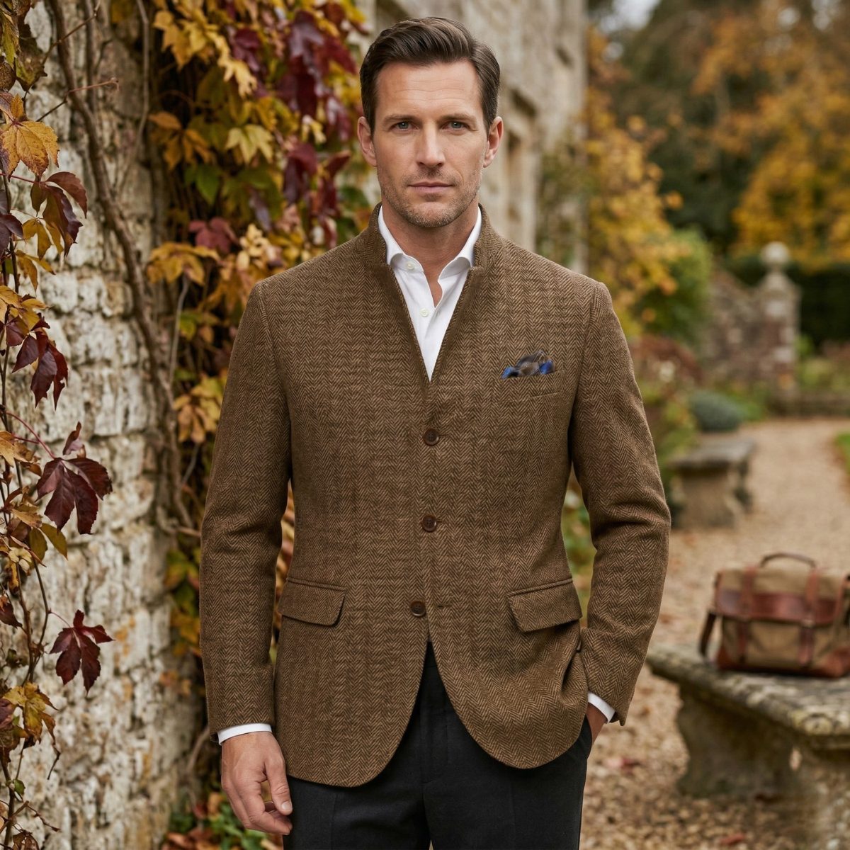 Arthur | Herringbone Slim Fit Single Breasted Tweed Jacket