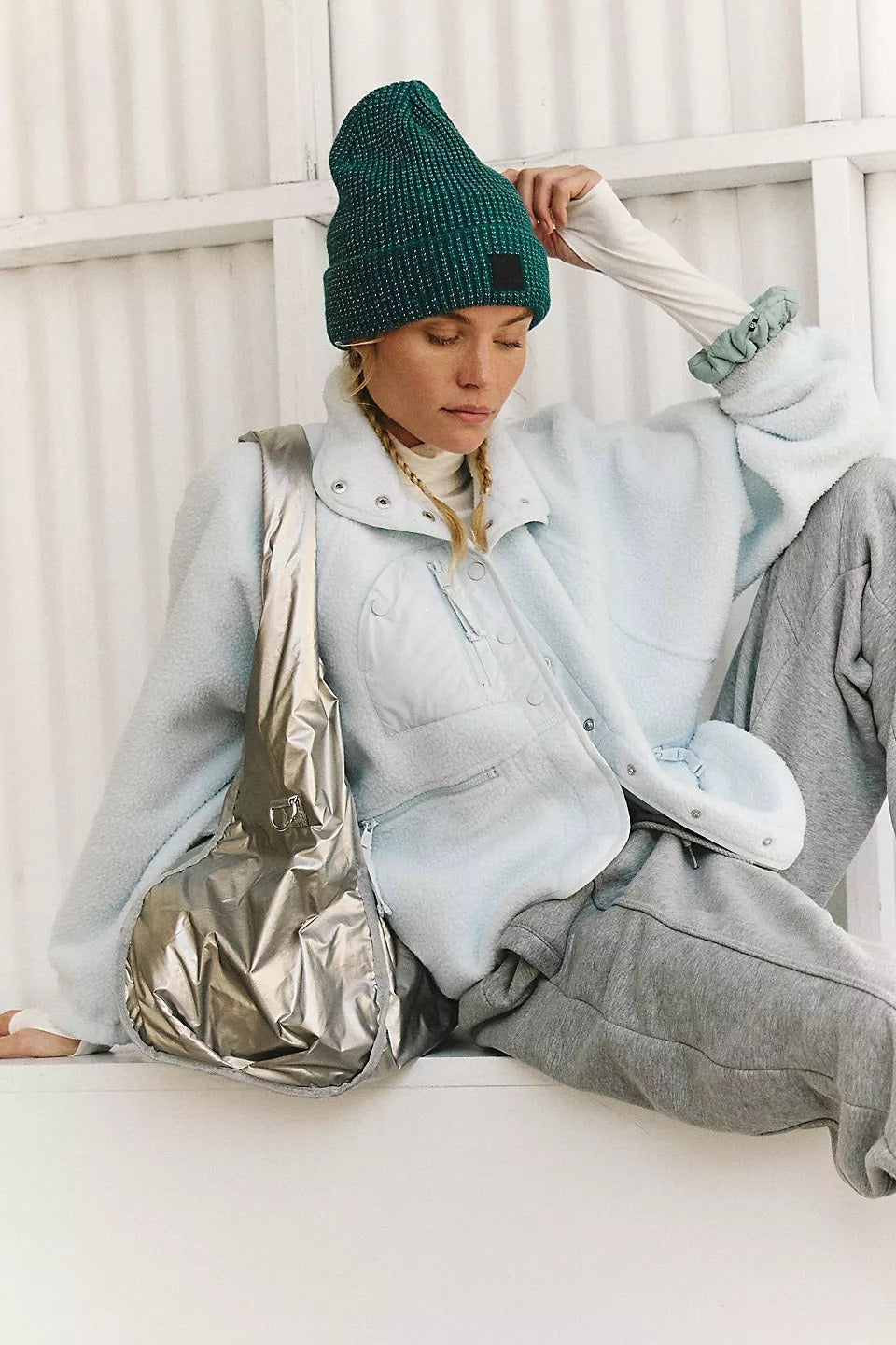 Athena | Elegant High Neck Sherpa Fleece Jacket with Zip Pockets