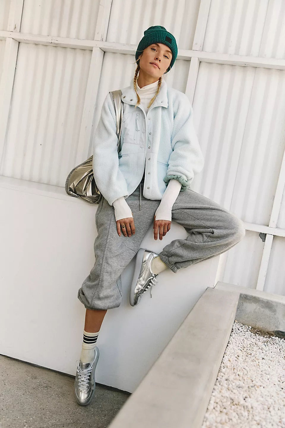 Athena | Elegant High Neck Sherpa Fleece Jacket with Zip Pockets